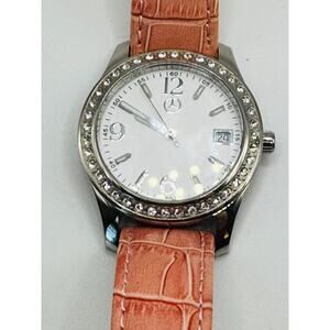 Mercedes Benz Ladies Women's Classic Car Ceramic Swarovski Swiss Watch Pink Band